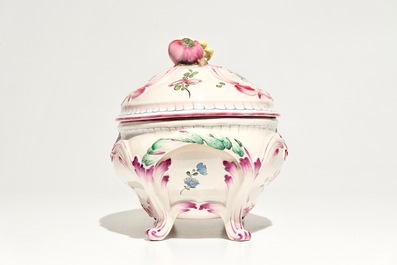 A French faience de l'Est tureen and cover on stand, 19th C.